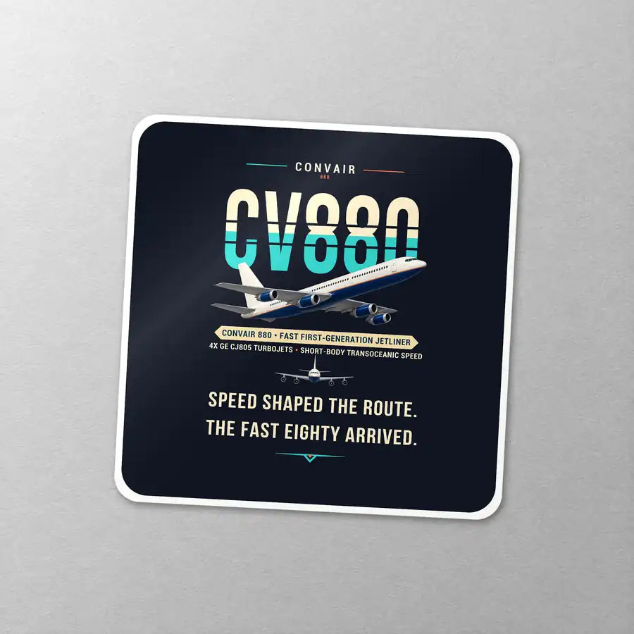 Convair 880 - Original - Square Sticker - Close-up