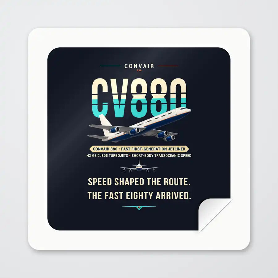 Convair 880 - Original - Square Sticker - Peel
