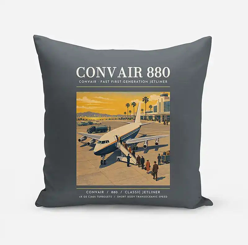 Convair 880 - Poster - Pillow - Gray