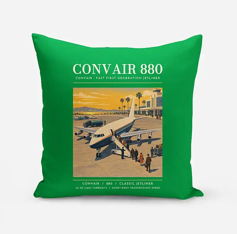 Convair 880 - Poster - Pillow - Green