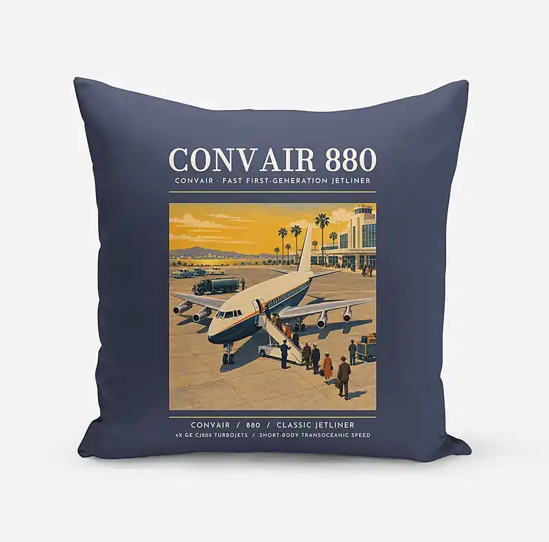 Convair 880 - Poster - Pillow - Navy Blue