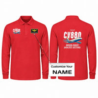 Thumbnail for Convair 880 Premium Polo T-Shirts - Cartoon + Name - Long Sleeve - Red