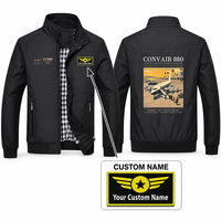 Thumbnail for Convair 880 Stylish Jackets - Stand Collar - Poster + Name - Black