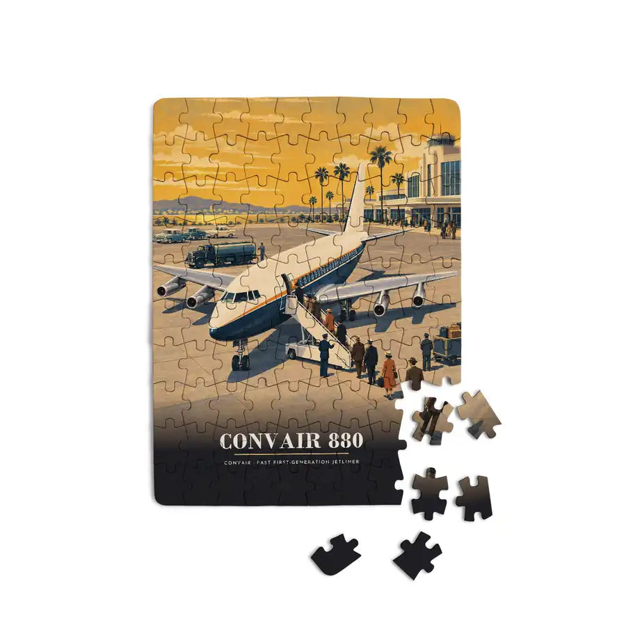 Convair 880 - Vertical + Text - Canvas Puzzle