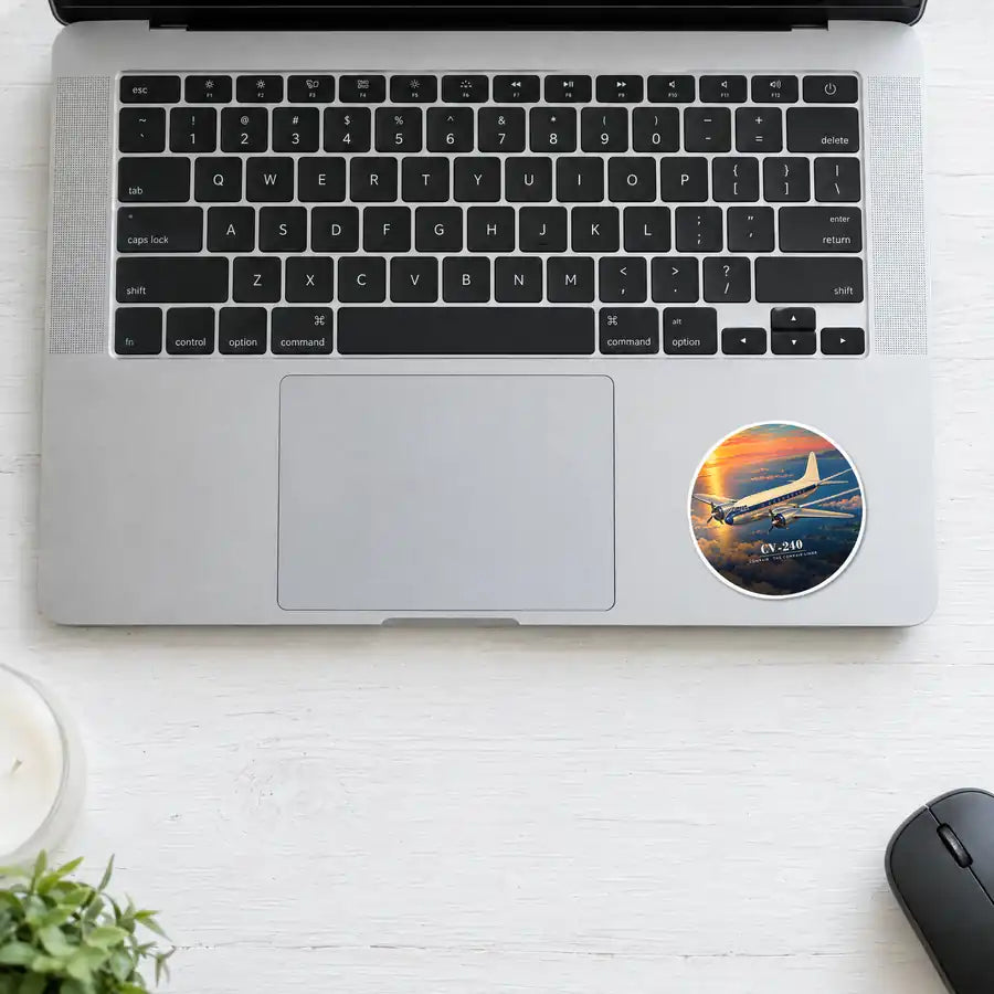 Convair CV-240 - 3D - Circle Sticker - Laptop