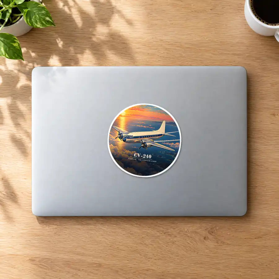 Convair CV-240 - 3D - Circle Sticker - MacBook