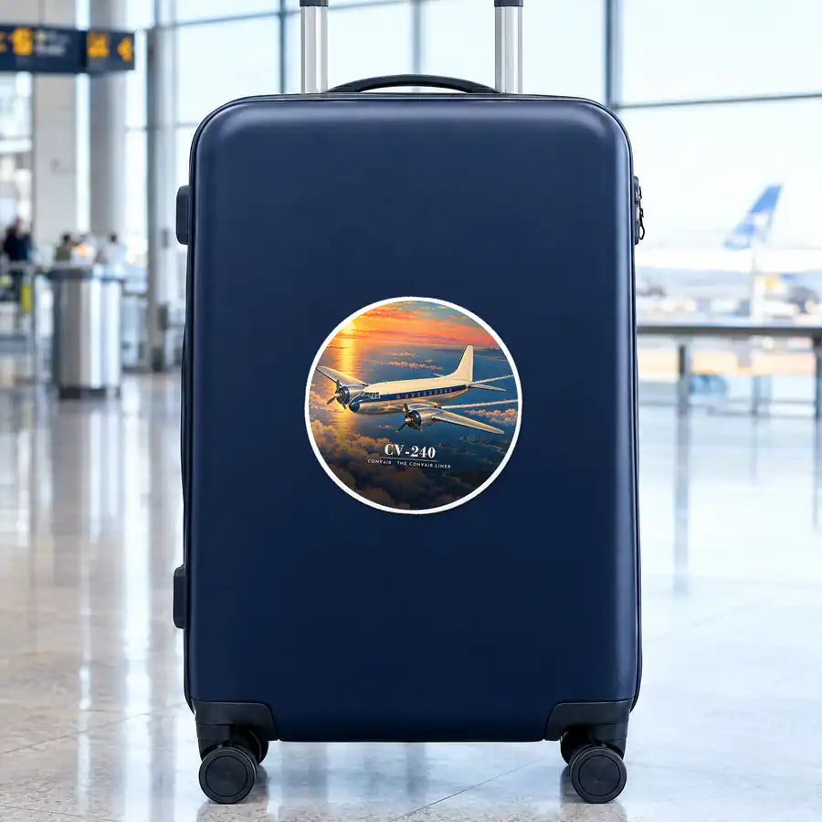 Convair CV-240 - 3D - Circle Sticker - Suitcase