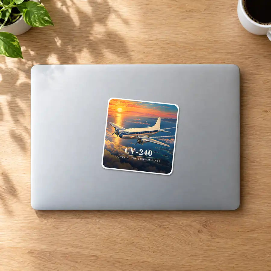 Convair CV-240 - 3D - Square Sticker - MacBook