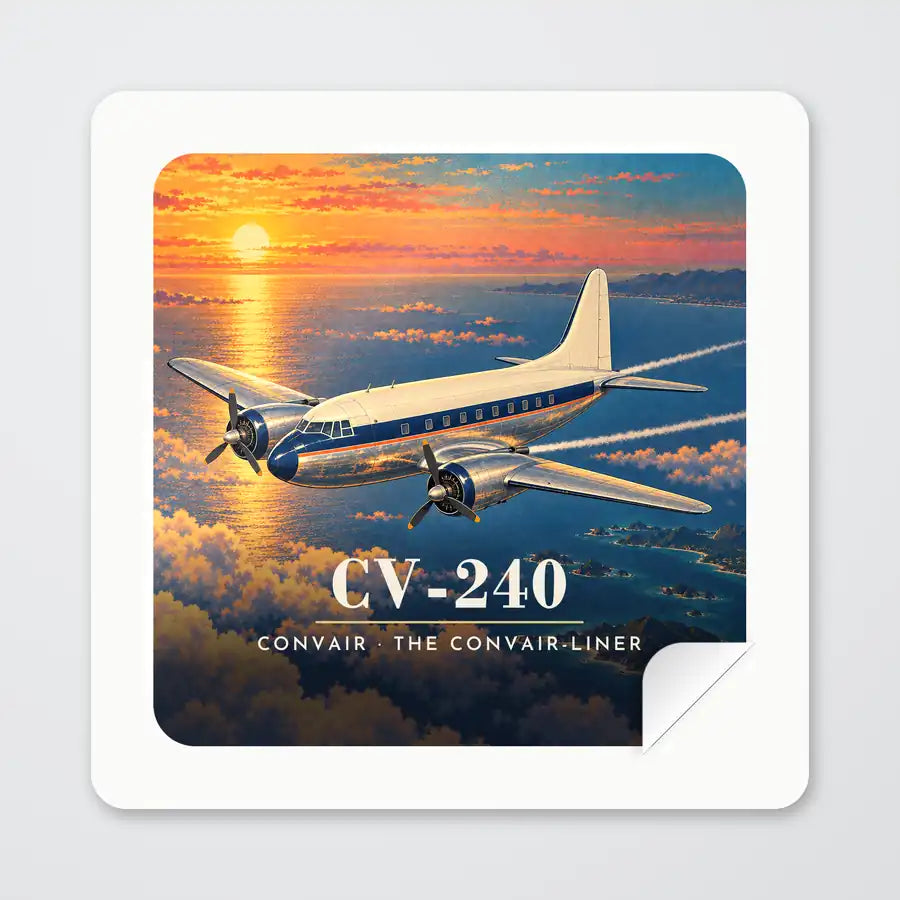 Convair CV-240 - 3D - Square Sticker - Peel