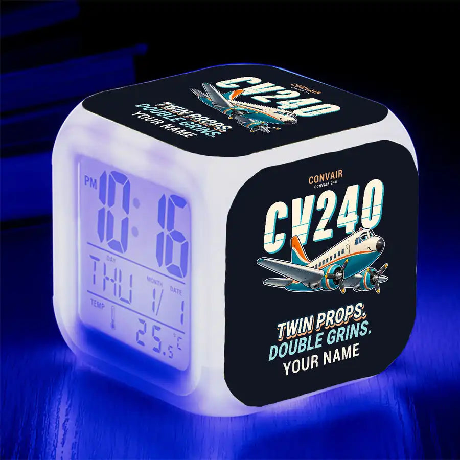 Convair CV-240 - Cartoon + Name - Alarm Clock