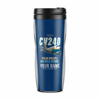 Thumbnail for Convair CV-240 - Cartoon + Name - Plastic (No Holder) - Blue