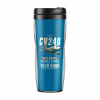 Thumbnail for Convair CV-240 - Cartoon + Name - Plastic (No Holder) - Light Blue