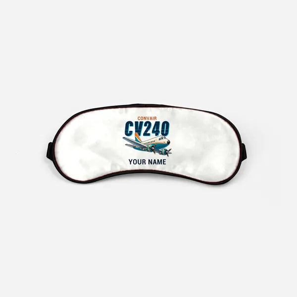 Convair CV-240 - Cartoon + Name - Sleep Mask - White