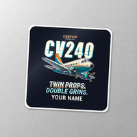 Thumbnail for Convair CV-240 - Cartoon + Name - Square Sticker - Close-up