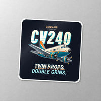 Thumbnail for Convair CV-240 - Cartoon - Square Sticker - Close-up