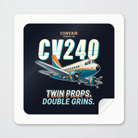 Thumbnail for Convair CV-240 - Cartoon - Square Sticker - Peel