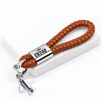 Thumbnail for Convair CV-240 - Leather Key Chain - Braided Leather - Heritage - Brown