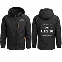 Thumbnail for Convair CV-240 Stylish Jackets - Hooded Windbreaker - Heritage - Black