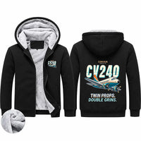 Thumbnail for Convair CV-240 Zipped Sweatshirts - Cartoon - Black