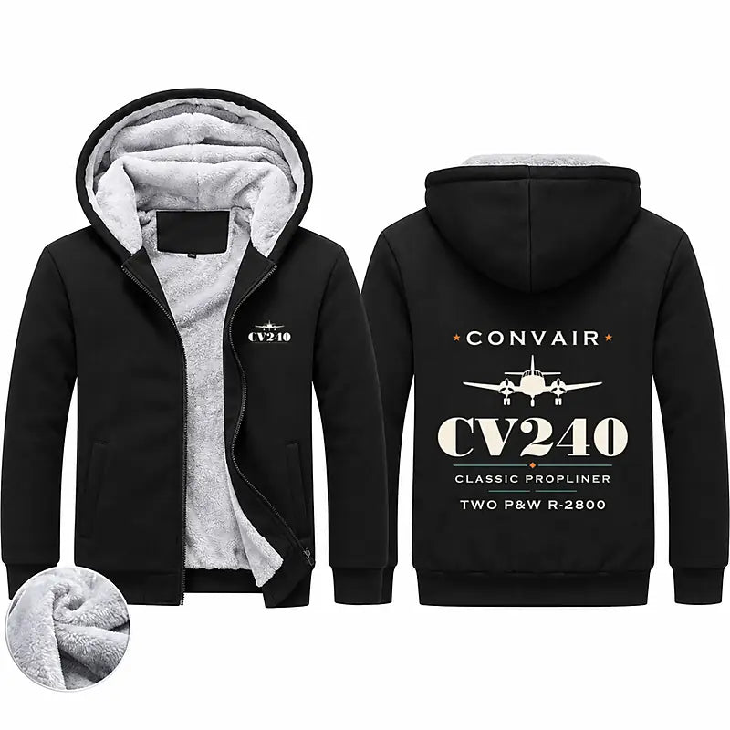 Convair CV-240 Zipped Sweatshirts - Heritage - Black