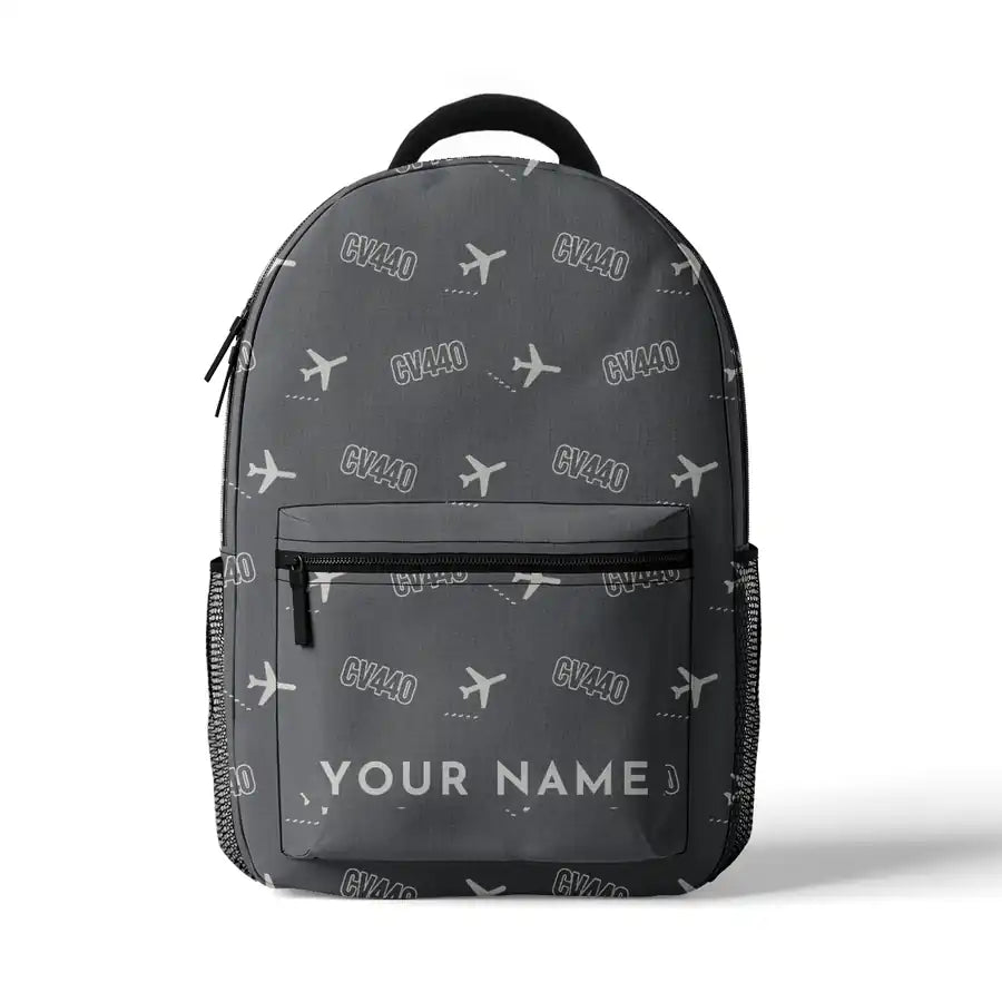 Convair CV-440 Metropolitan - 3D Backpack - 3D Pattern + Name - Gray