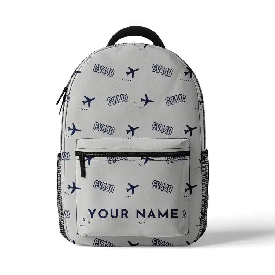 Convair CV-440 Metropolitan - 3D Backpack - 3D Pattern + Name - White