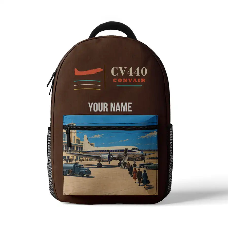 Convair CV-440 Metropolitan - 3D Backpack - Brown + Name