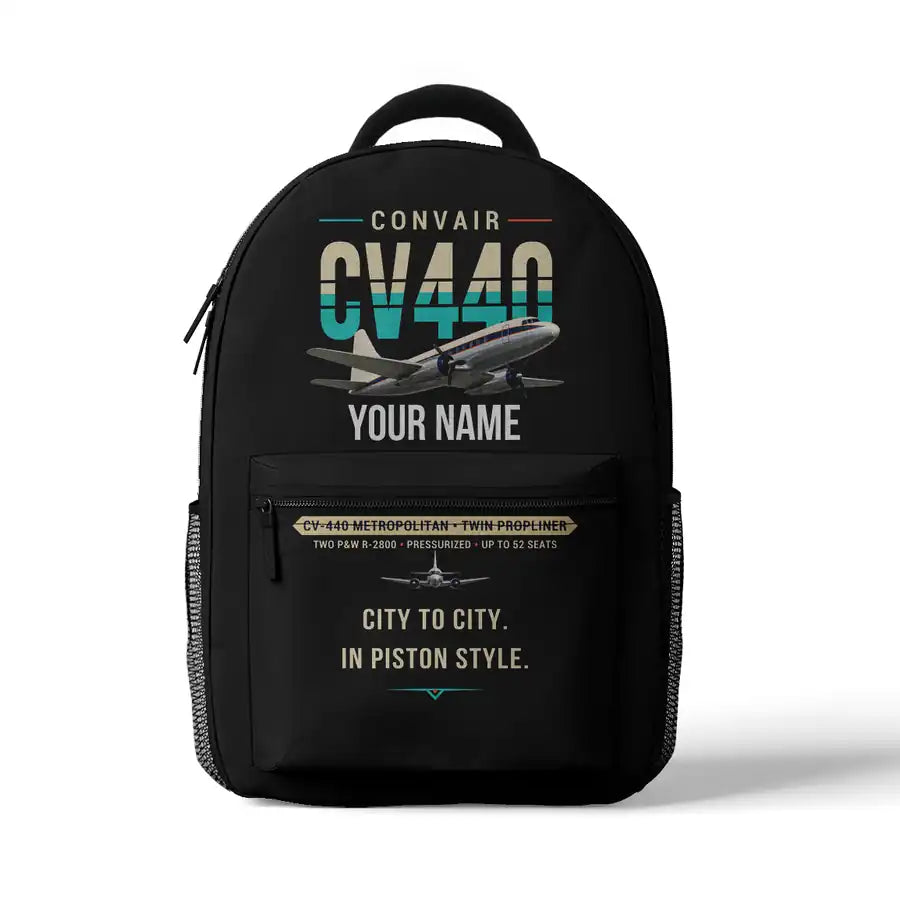 Convair CV-440 Metropolitan - 3D Backpack - Original + Name - Black