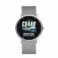 Thumbnail for Convair CV-440 Metropolitan - Cartoon - Slim Mesh - Silver and Silver Stainless Steel Strap