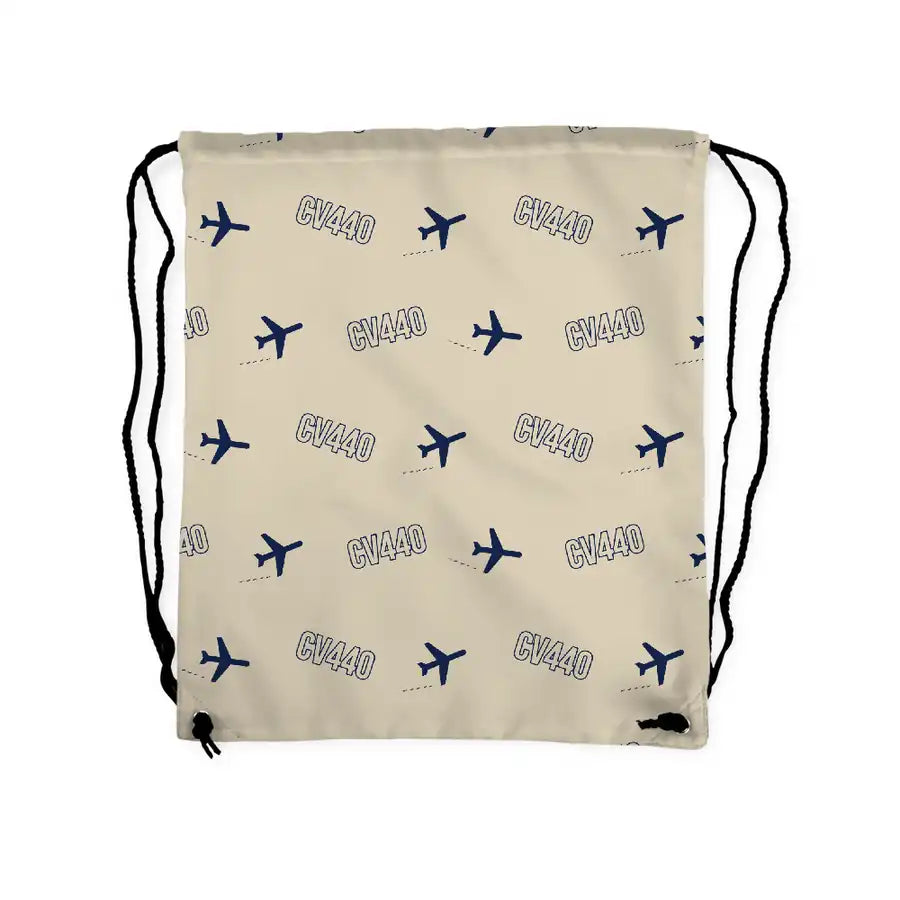Convair CV-440 Metropolitan - Drawstring Bag - 3D Pattern - Beige
