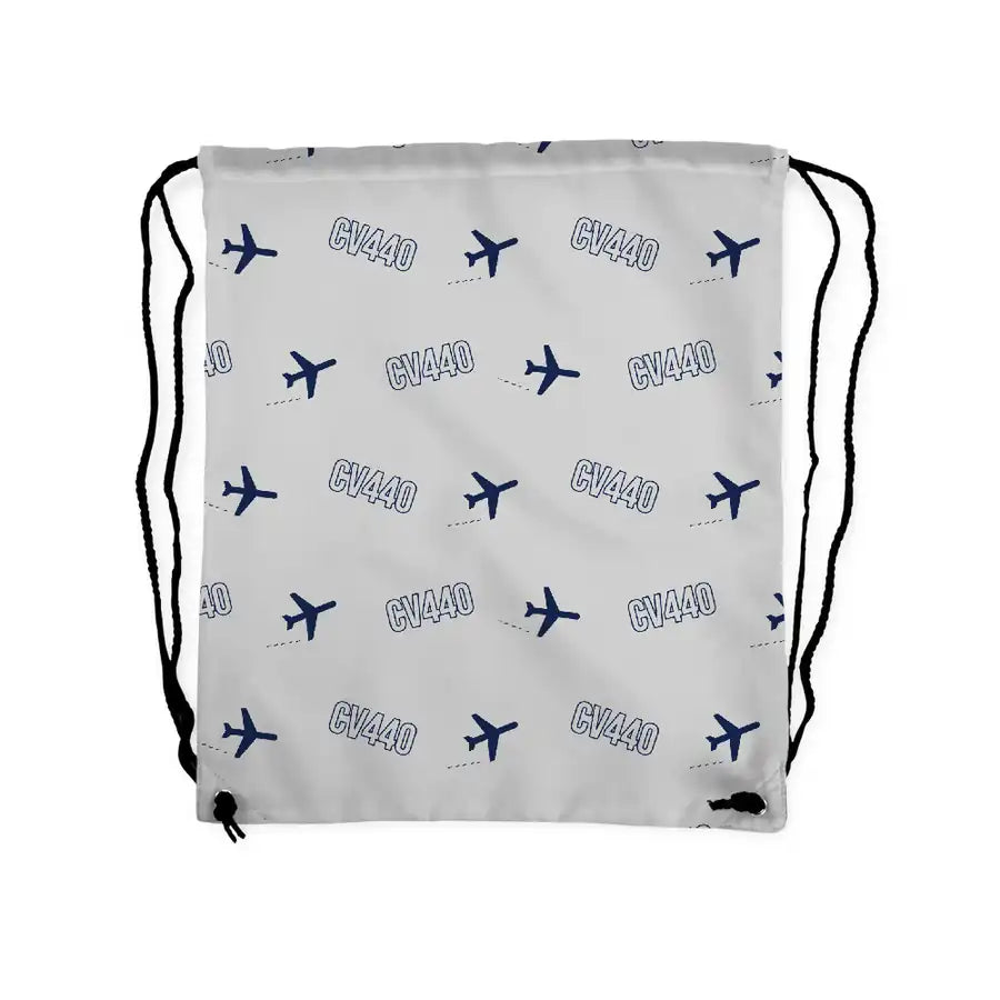 Convair CV-440 Metropolitan - Drawstring Bag - 3D Pattern - Light Gray