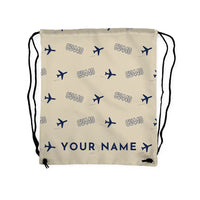 Thumbnail for Convair CV-440 Metropolitan - Drawstring Bag - 3D Pattern + Name - Beige