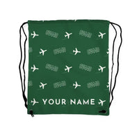 Thumbnail for Convair CV-440 Metropolitan - Drawstring Bag - 3D Pattern + Name - Green