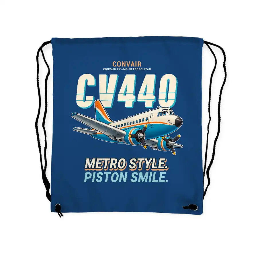 Convair CV-440 Metropolitan - Drawstring Bag - Cartoon - Blue