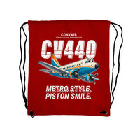 Thumbnail for Convair CV-440 Metropolitan - Drawstring Bag - Cartoon - Red