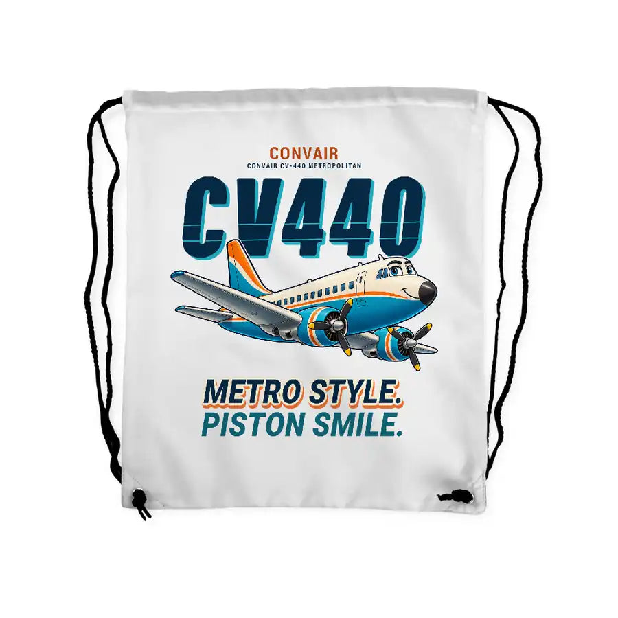 Convair CV-440 Metropolitan - Drawstring Bag - Cartoon - White