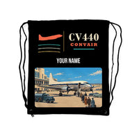 Thumbnail for Convair CV-440 Metropolitan - Drawstring Bag - Classic + Name - Black