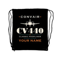 Thumbnail for Convair CV-440 Metropolitan - Drawstring Bag - Heritage + Name - Black