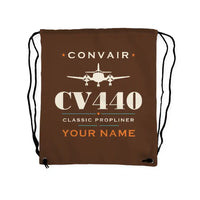 Thumbnail for Convair CV-440 Metropolitan - Drawstring Bag - Heritage + Name - Brown