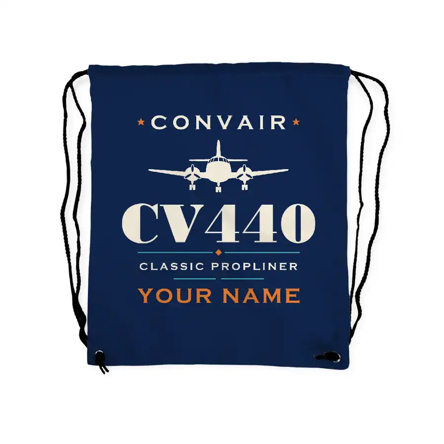 Convair CV-440 Metropolitan - Drawstring Bag - Heritage + Name - Dark Blue