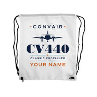 Thumbnail for Convair CV-440 Metropolitan - Drawstring Bag - Heritage + Name - White