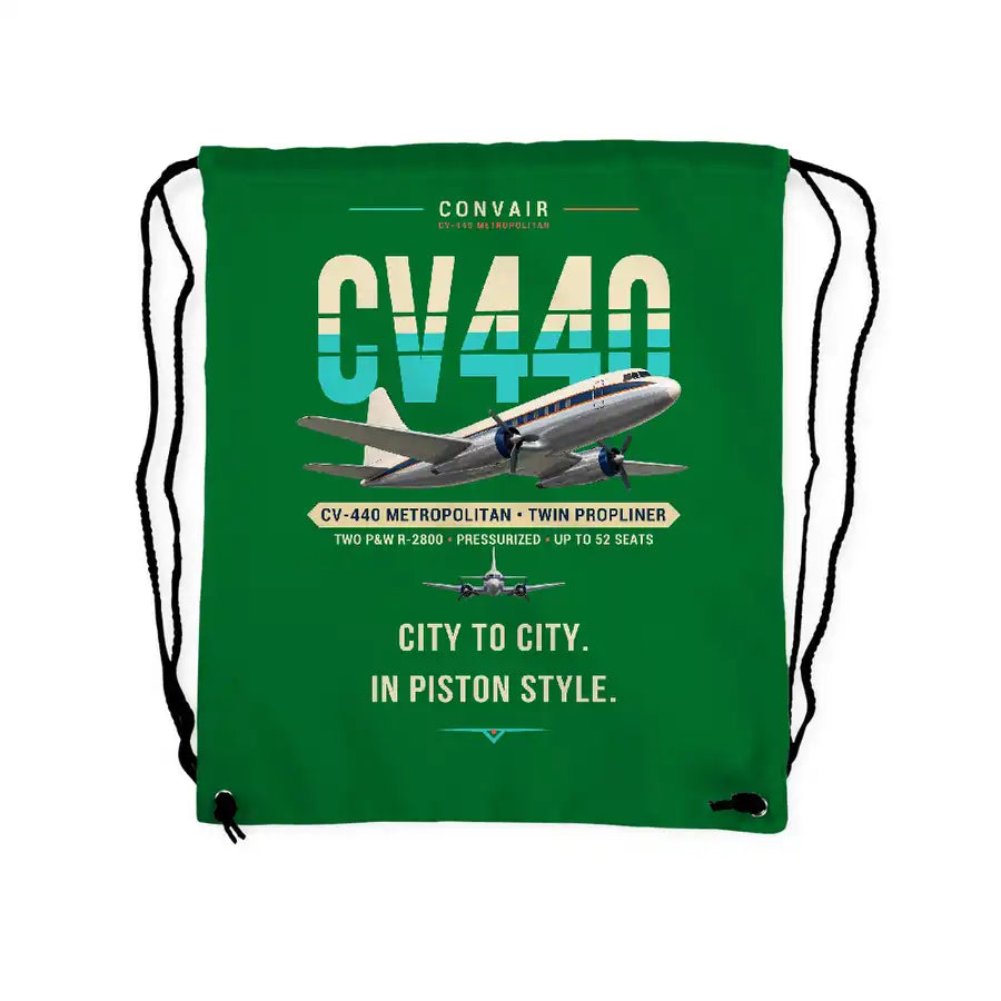 Convair CV-440 Metropolitan - Drawstring Bag - Original - Green