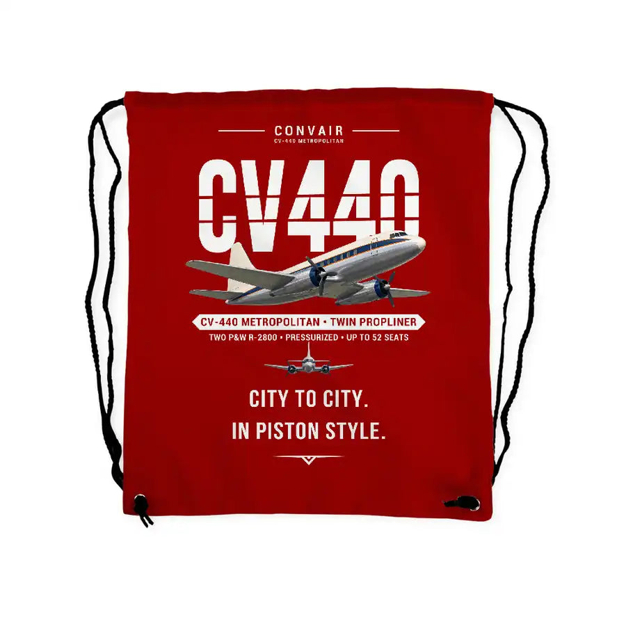 Convair CV-440 Metropolitan - Drawstring Bag - Original - Red