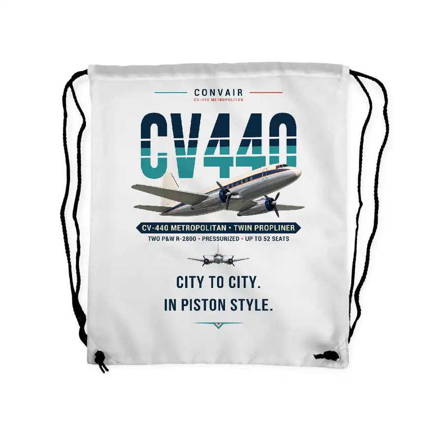 Convair CV-440 Metropolitan - Drawstring Bag - Original - White