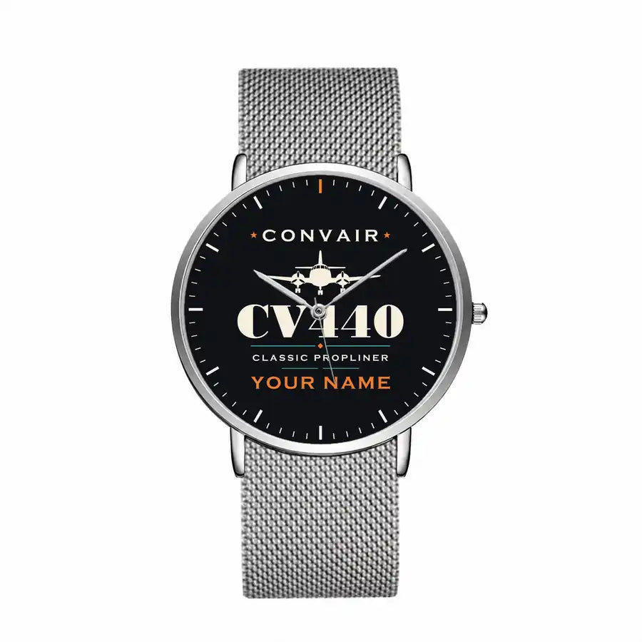 Convair CV-440 Metropolitan - Heritage + Name - Slim Mesh - Silver and Silver Stainless Steel Strap