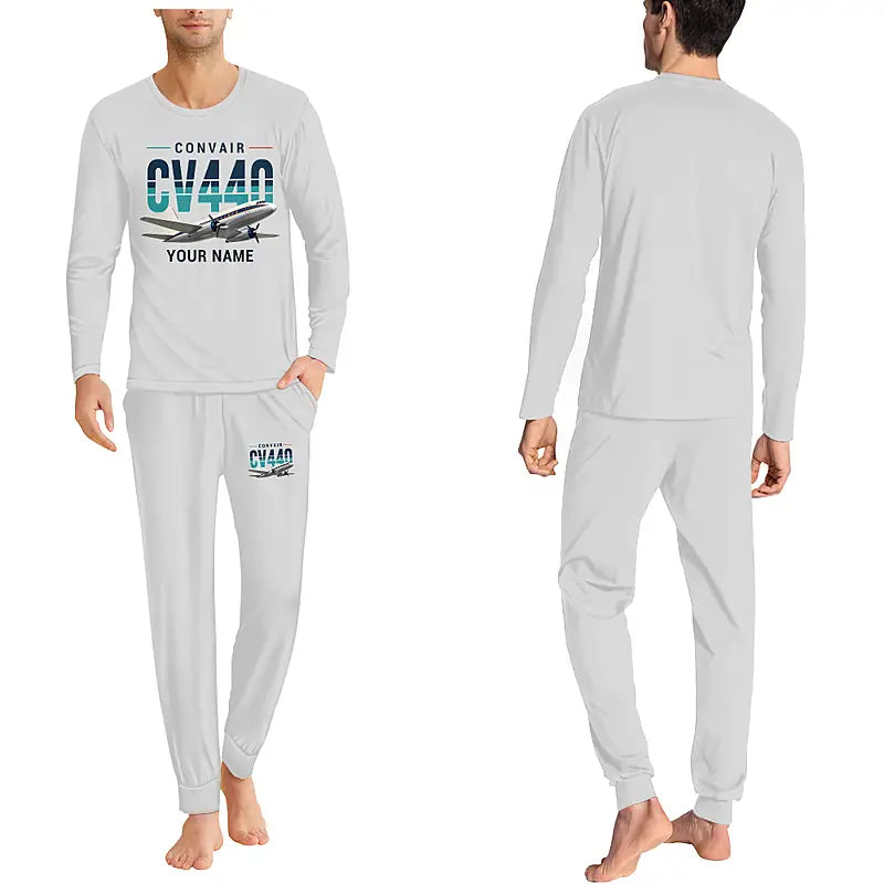 Convair CV-440 Metropolitan - Men Pajamas - Original Chest + Name - Light Gray