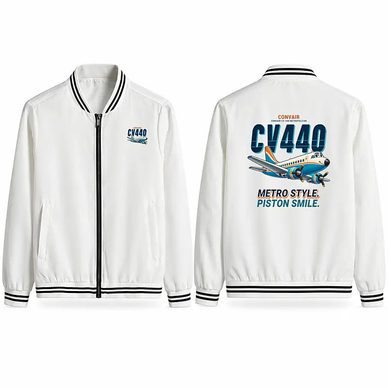 Convair CV-440 Metropolitan Stylish Jackets - Baseball Collar - Cartoon - White