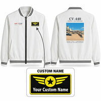 Thumbnail for Convair CV-440 Metropolitan Stylish Jackets - Baseball Collar - Poster + Name - White