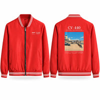 Thumbnail for Convair CV-440 Metropolitan Stylish Jackets - Baseball Collar - Poster - Red