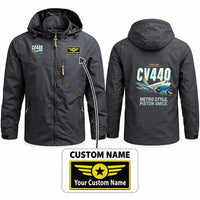 Thumbnail for Convair CV-440 Metropolitan Stylish Jackets - Hooded Windbreaker - Cartoon + Name - Charcoal